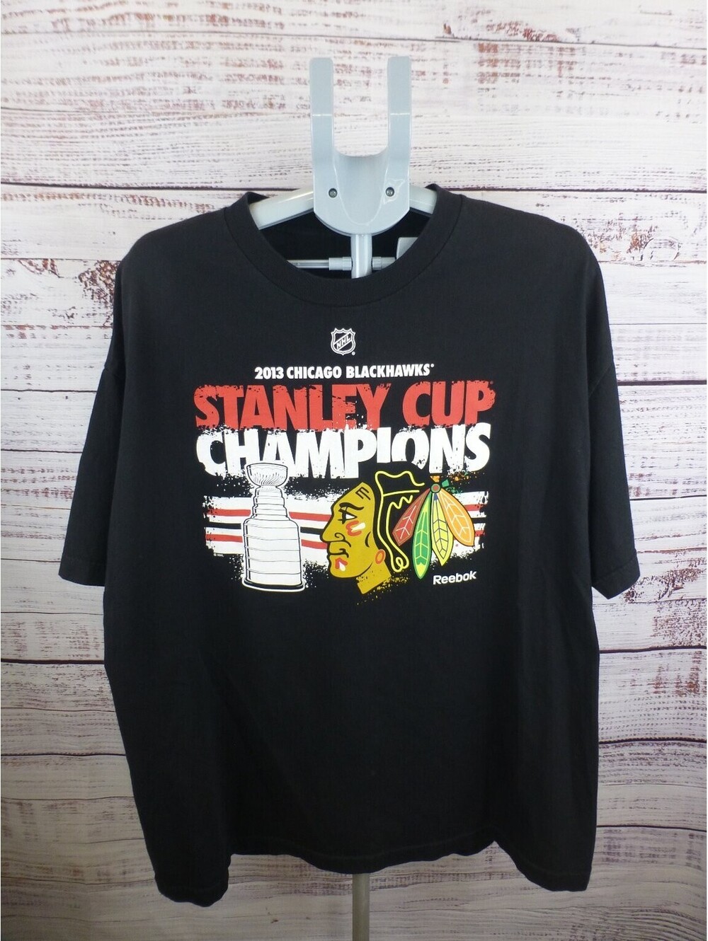 2013 Chicago Blackhawks Stanley Cup Champions T-Shirt NHL Reebok Fan - G3A
